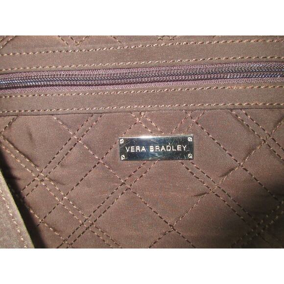 Vera Bradley Brown Quilted Shoulder Hamd Bag Zip Pocket Magnetic Closure - Picture 3 of 5